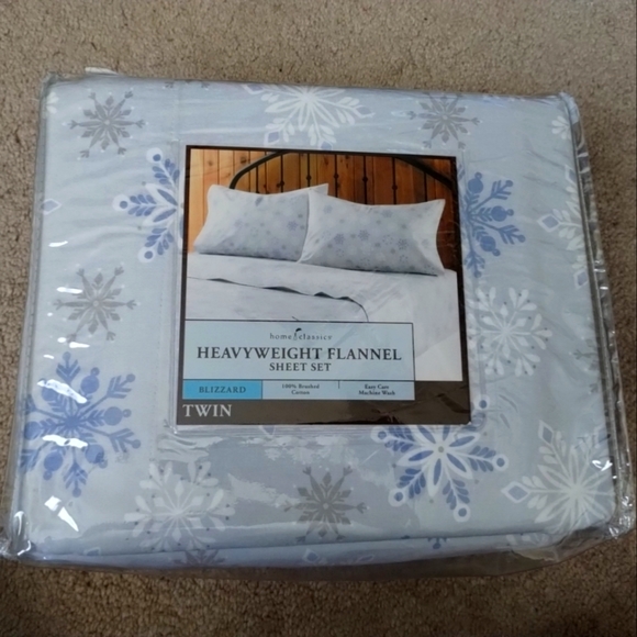 Heavyweight flannel sheet set - 100% Brushed Cotton "Blizzard" Twin Size - Picture 1 of 4
